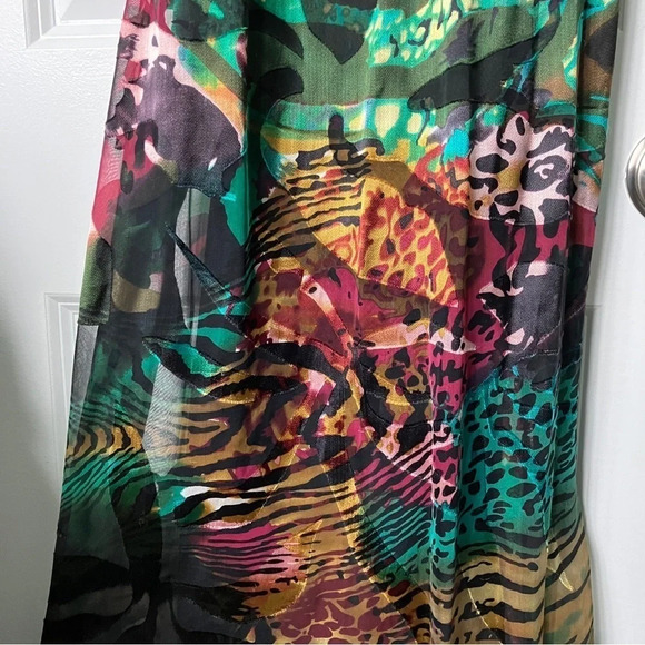 Desigual Multi Colour Print Silk Blend Crochet Braided Maxi Dress - Picture 7 of 13